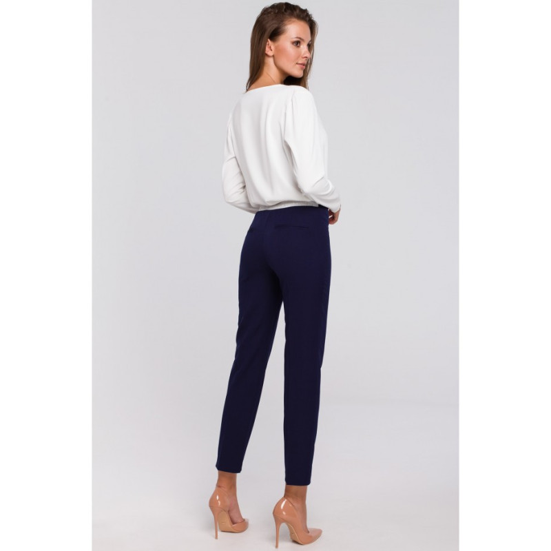 K035 Cropped pants with elastic waistband - ink