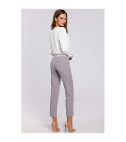 K035 Cropped pants with elastic waistband - gray