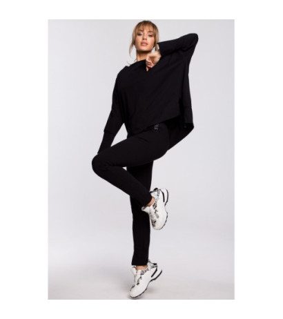 M491 Sweatshirt with side slits and piping - black