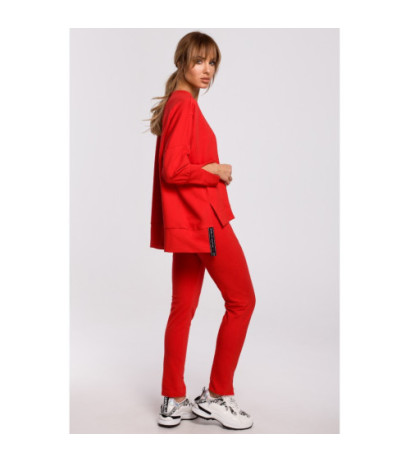 M491 Sweatshirt with slits on sides and stripes - red