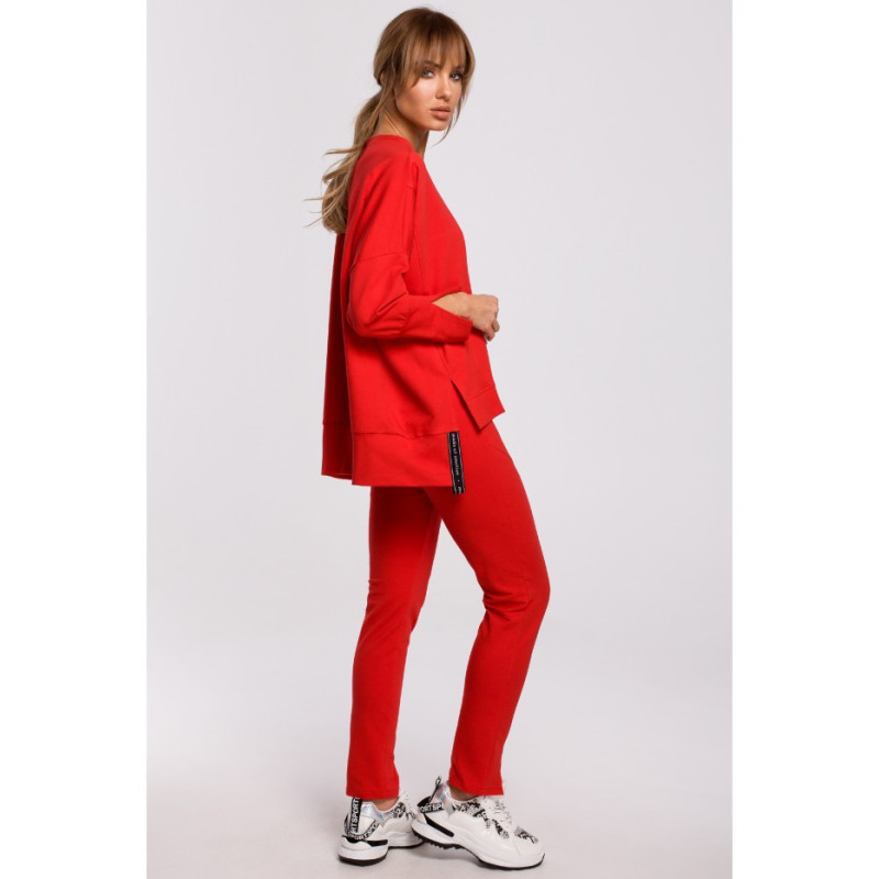 M491 Sweatshirt with slits on sides and stripes - red