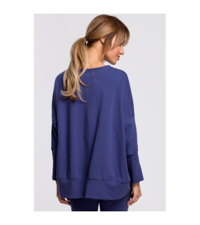 M491 Sweatshirt with side slits and leopard stripes - indigo