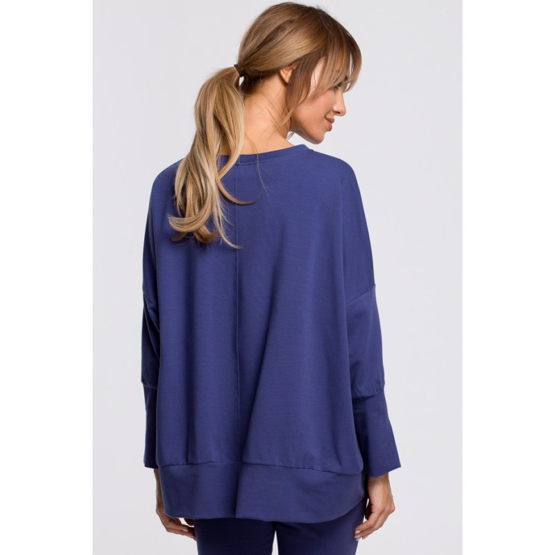 M491 Sweatshirt with side slits and leopard stripes - indigo