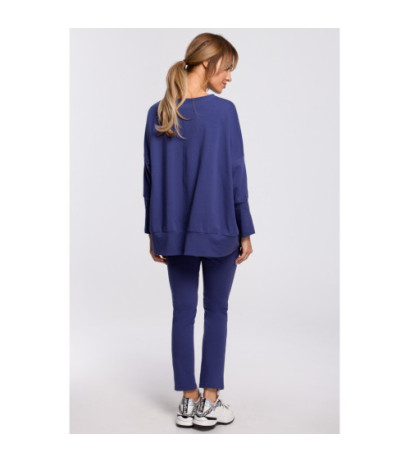 M491 Sweatshirt with side slits and leopard stripes - indigo