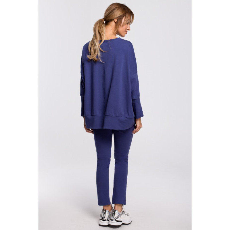 M491 Sweatshirt with side slits and leopard stripes - indigo