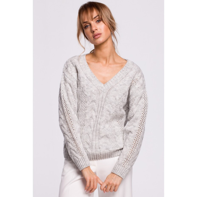 M510 Openwork sweater with v-neck - gray