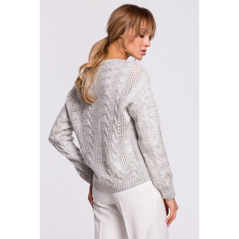 M510 Openwork sweater with v-neck - gray