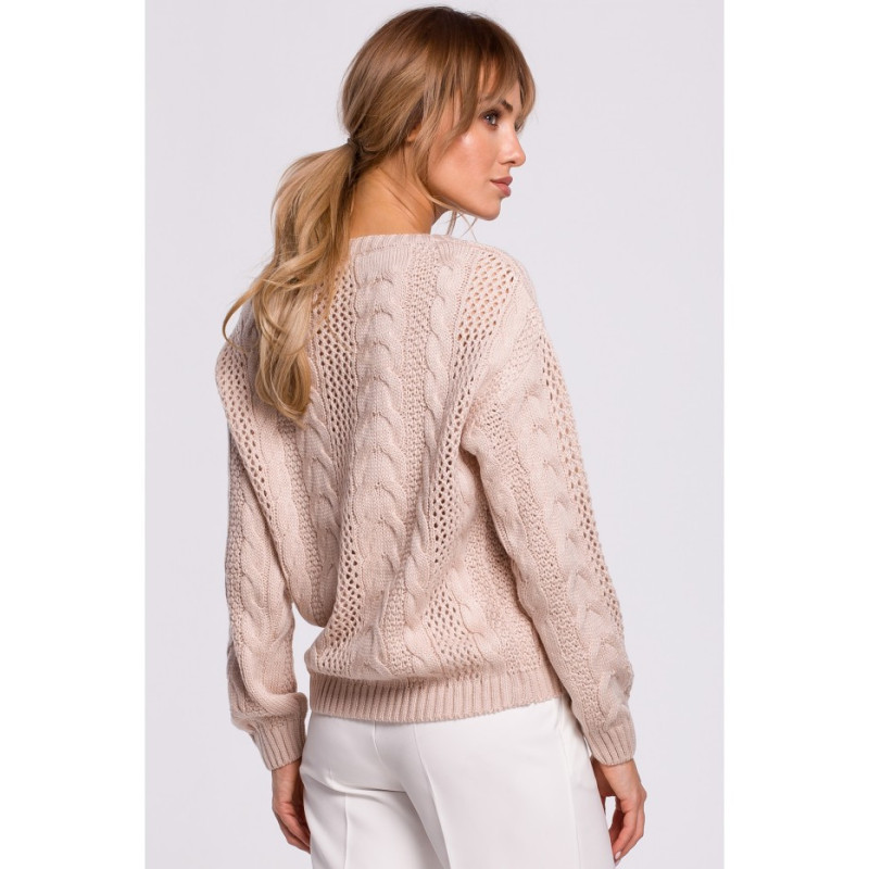 M510 Openwork sweater with v-neck - powder blue