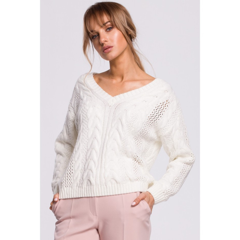 M510 Openwork sweater with v-neck - ecru