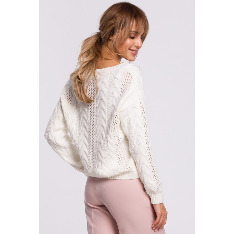 M510 Openwork sweater with v-neck - ecru