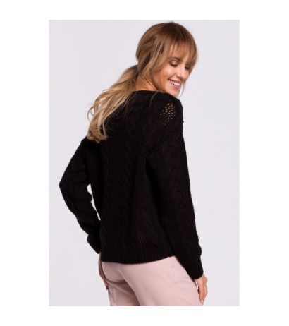 M510 Openwork sweater with v-neck - black