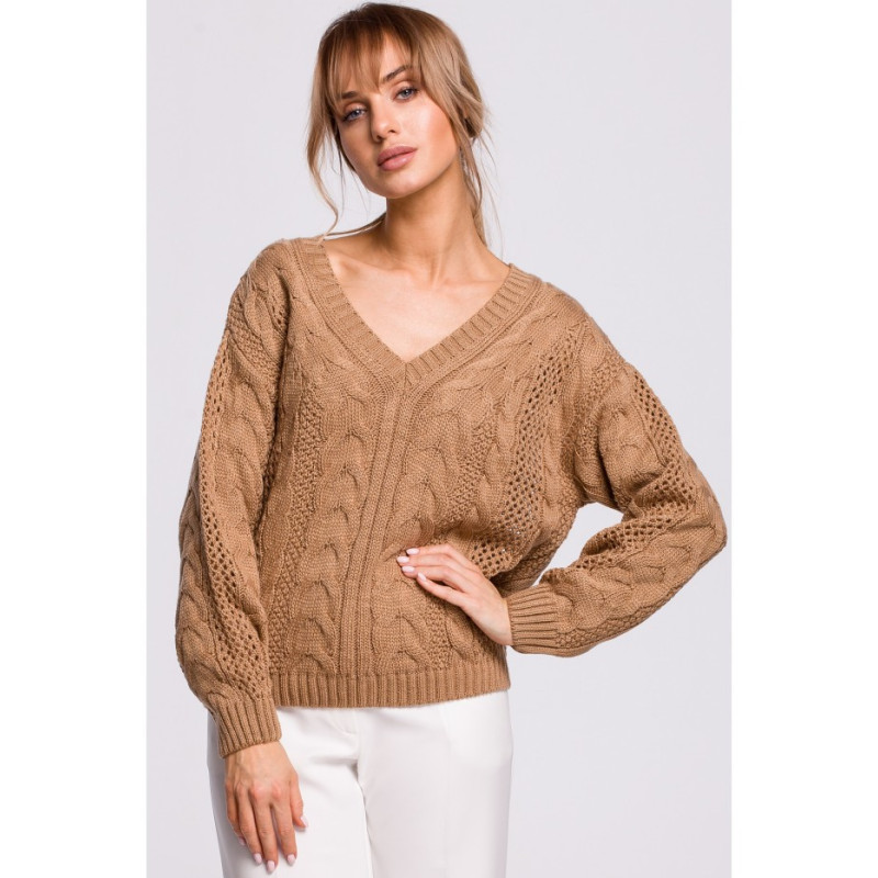 M510 Openwork sweater with v-neck - beige