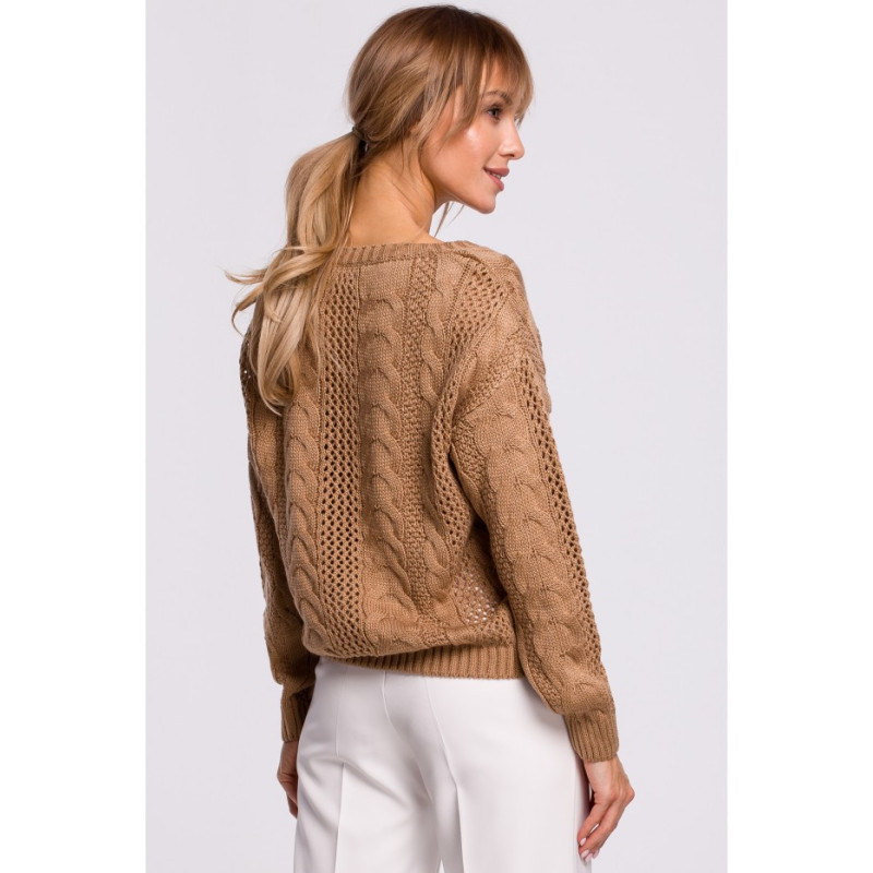 M510 Openwork sweater with v-neck - beige