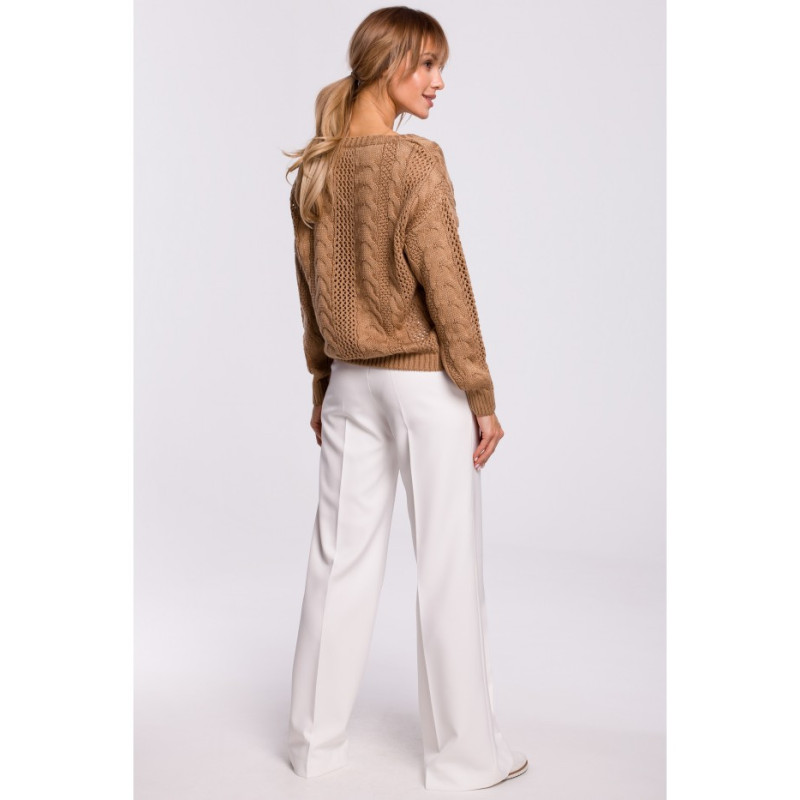 M510 Openwork sweater with v-neck - beige