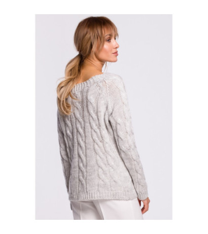 M511 Sweater with braided plaid and boat neckline - gray