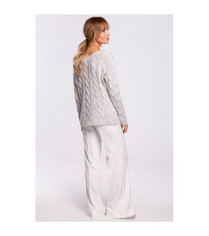 M511 Sweater with braided plaid and boat neckline - gray