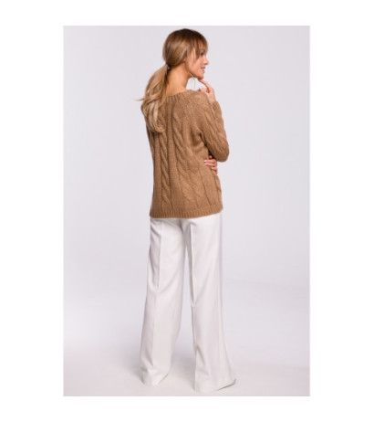 M511 Sweater with plaid pattern and boat neckline - beige