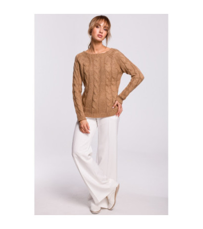 M511 Sweater with plaid pattern and boat neckline - beige