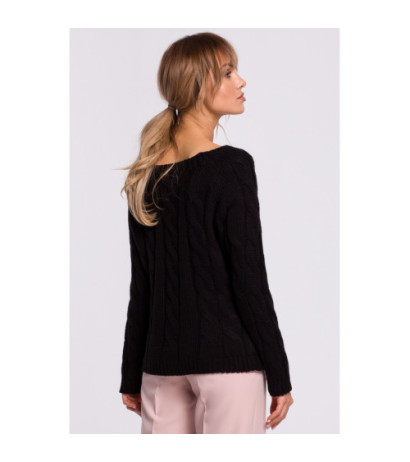 M511 Sweater with plaid pattern and boat neckline - black