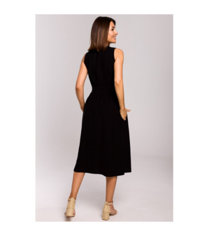 S224 Sleeveless dress with flared bottom - black