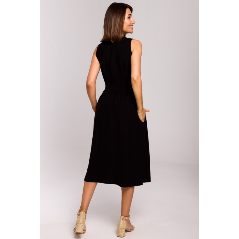 S224 Sleeveless dress with flared bottom - black