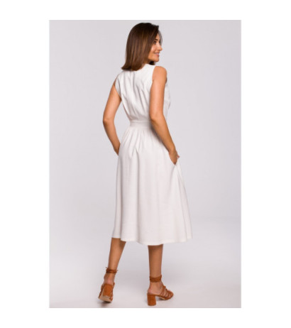 S224 Sleeveless dress with flared bottom - ecru