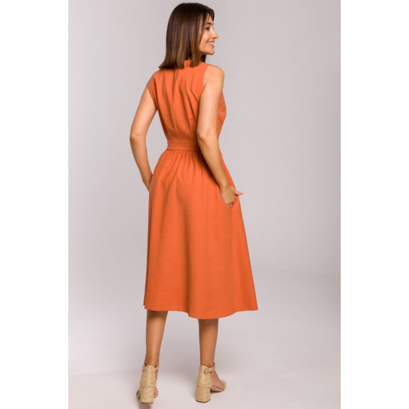 S224 Sleeveless dress with flared bottom - orange