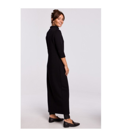 B163 Long tunic with slit - black