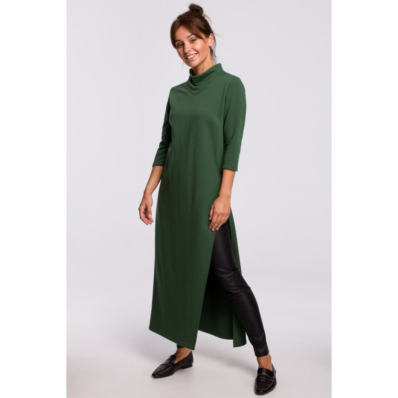 B163 Long tunic with slit - grassy