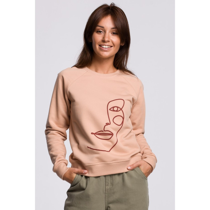 B167 Stylish printed sweatshirt - beige