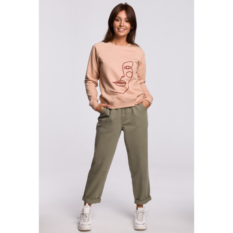 B167 Stylish printed sweatshirt - beige