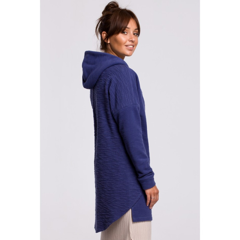 B176 Asymmetrical hooded sweatshirt - indigo