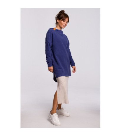 B176 Asymmetrical hooded sweatshirt - indigo