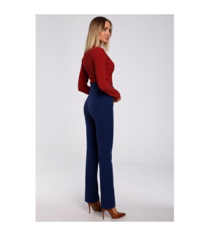 M530 High-waisted pants with decorative press-studs - navy blue