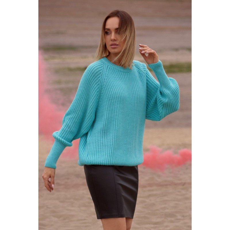 M537 Stripe neck sweater - celadon