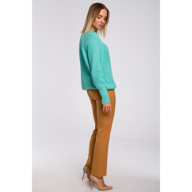 M537 Stripe neck sweater - celadon