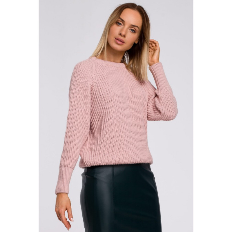 M537 Neck ribbed sweater - pink