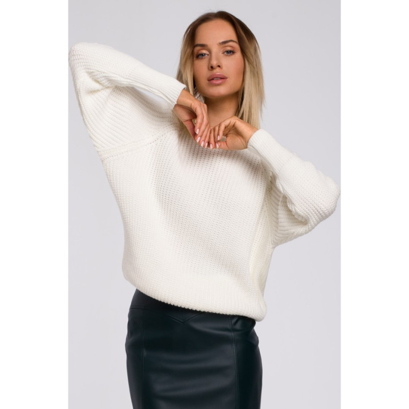 M537 Ribbed neck sweater - ecru