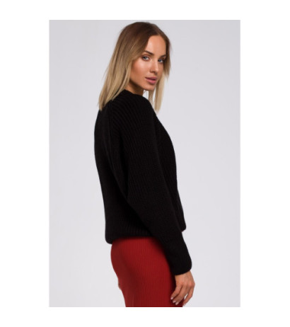 M537 Ribbed neck sweater - black