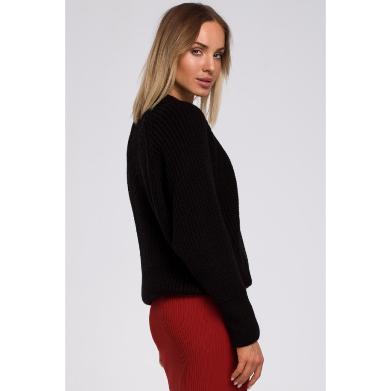 M537 Ribbed neck sweater - black