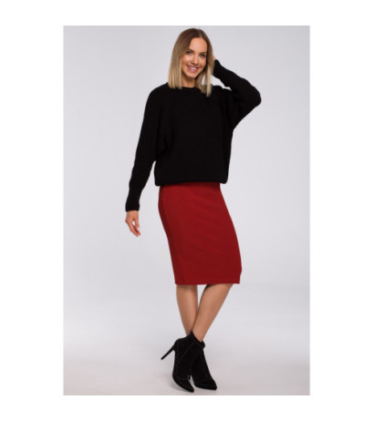 M537 Ribbed neck sweater - black