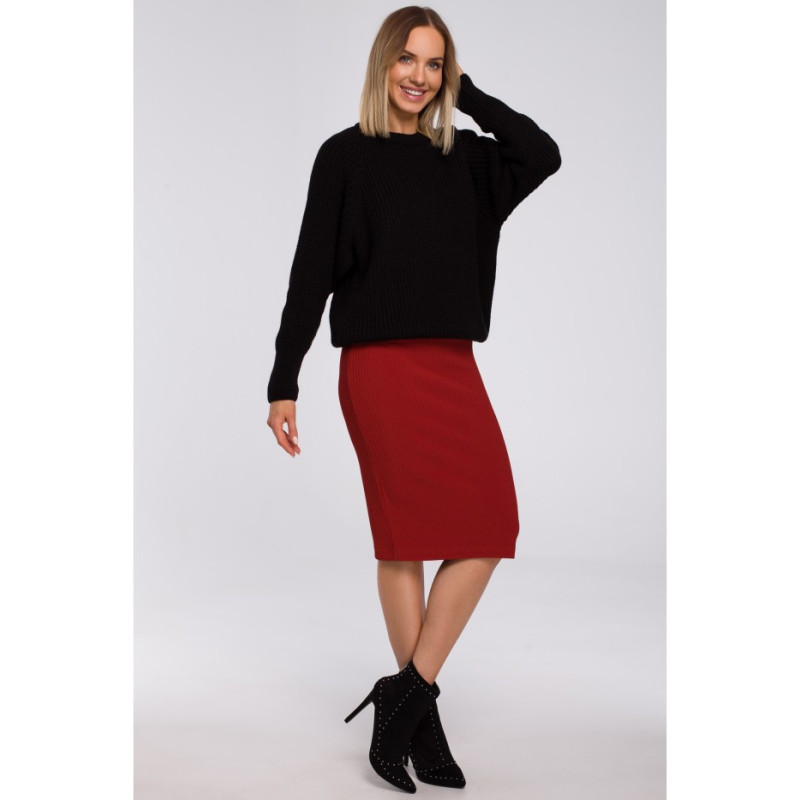 M537 Ribbed neck sweater - black