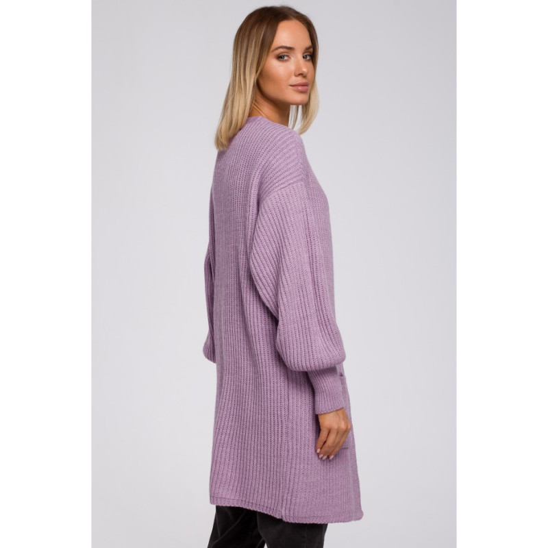 M538 Stripe cardigan with patch pockets - lavender