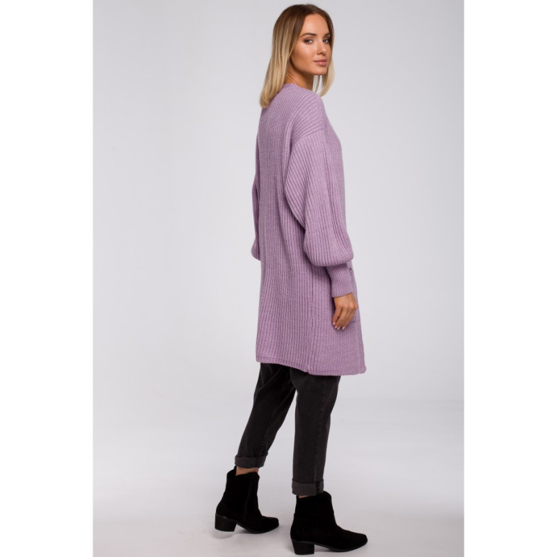 M538 Stripe cardigan with patch pockets - lavender