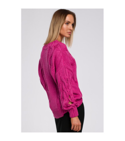 M539 Sweater with holes on sleeves - fuchsia