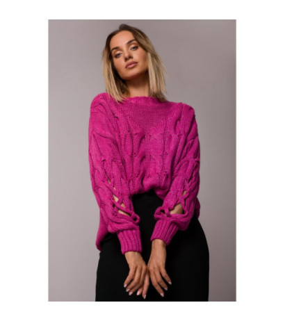 M539 Sweater with holes on sleeves - fuchsia