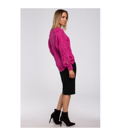 M539 Sweater with holes on sleeves - fuchsia