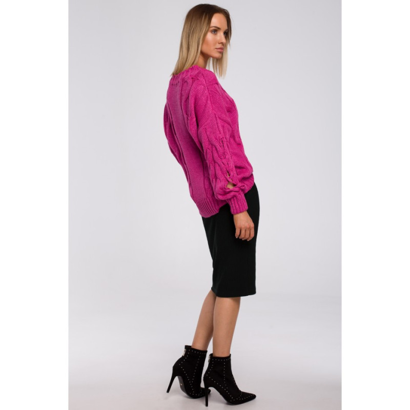 M539 Sweater with holes on sleeves - fuchsia