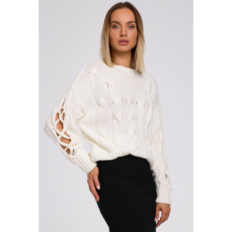 M539 Sweater with holes on sleeves - ecru