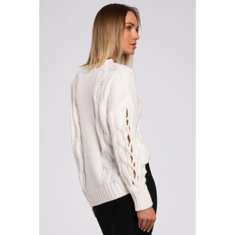 M539 Sweater with holes on sleeves - ecru